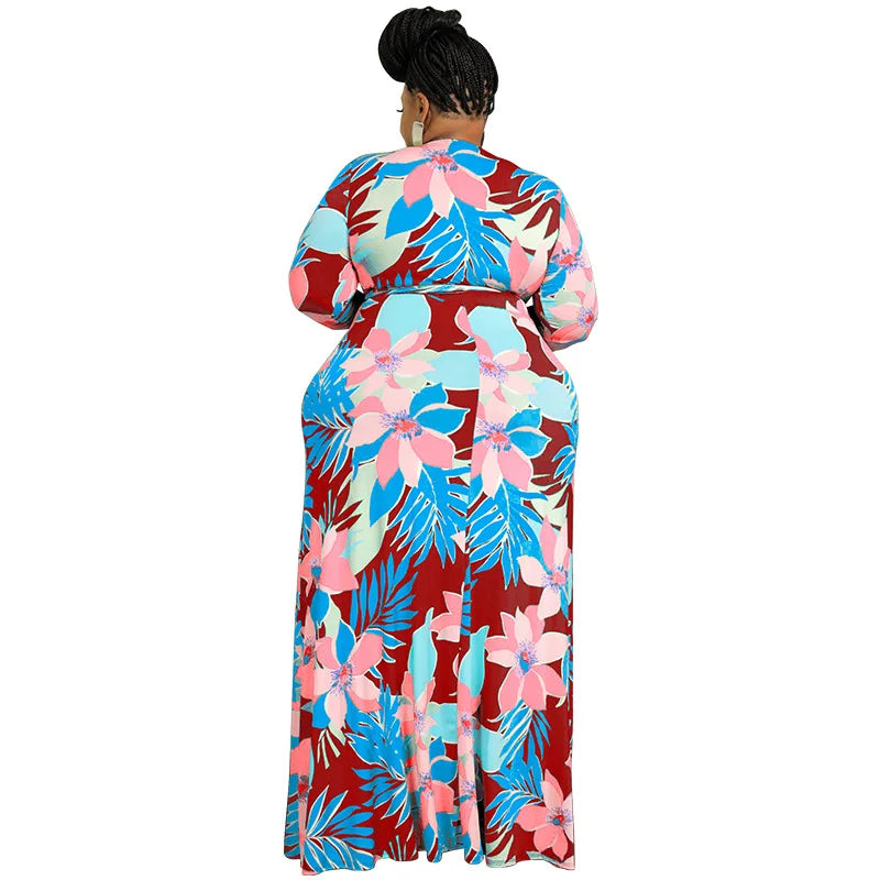 XL-5XL Plus Size Clothes Dresses Women Robes Summer Spring Long Sleeve Street Style Casual 3XL 4XL Big Size Maxi Dress Oversize