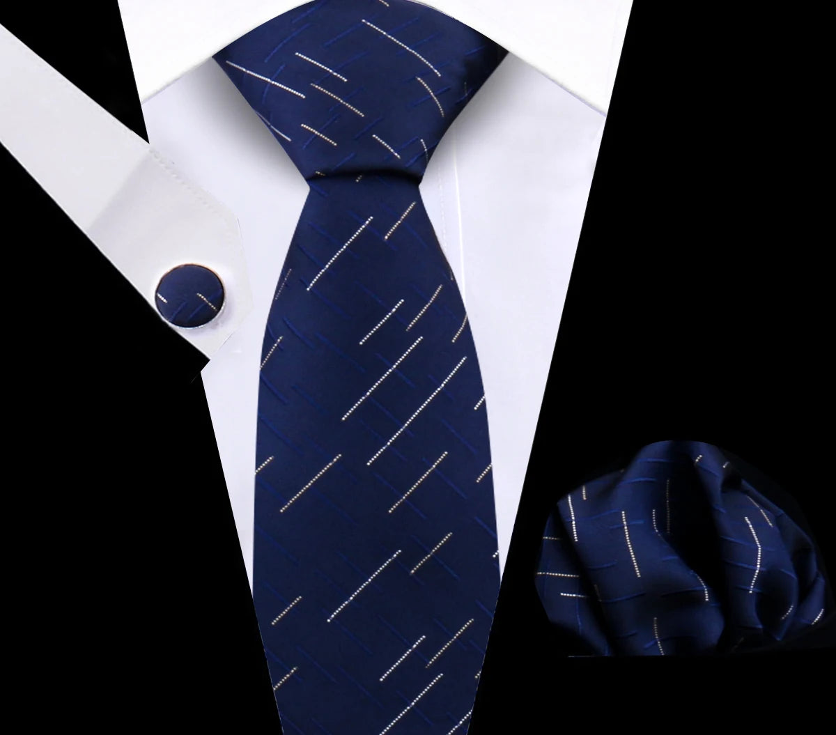 Luxury Plaid Tie For Mens Necktie Handkerchief Pocket Square Cufflinks Set Jacquard Woven Ties Wedding Business Accessories