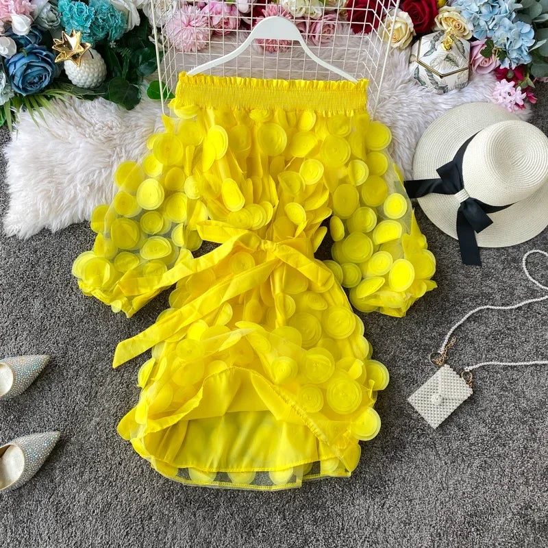2024 Spring Sexy off shoulder dresses bandage short Dress summer flower Party casual Women beach holiday a-line elegant dress