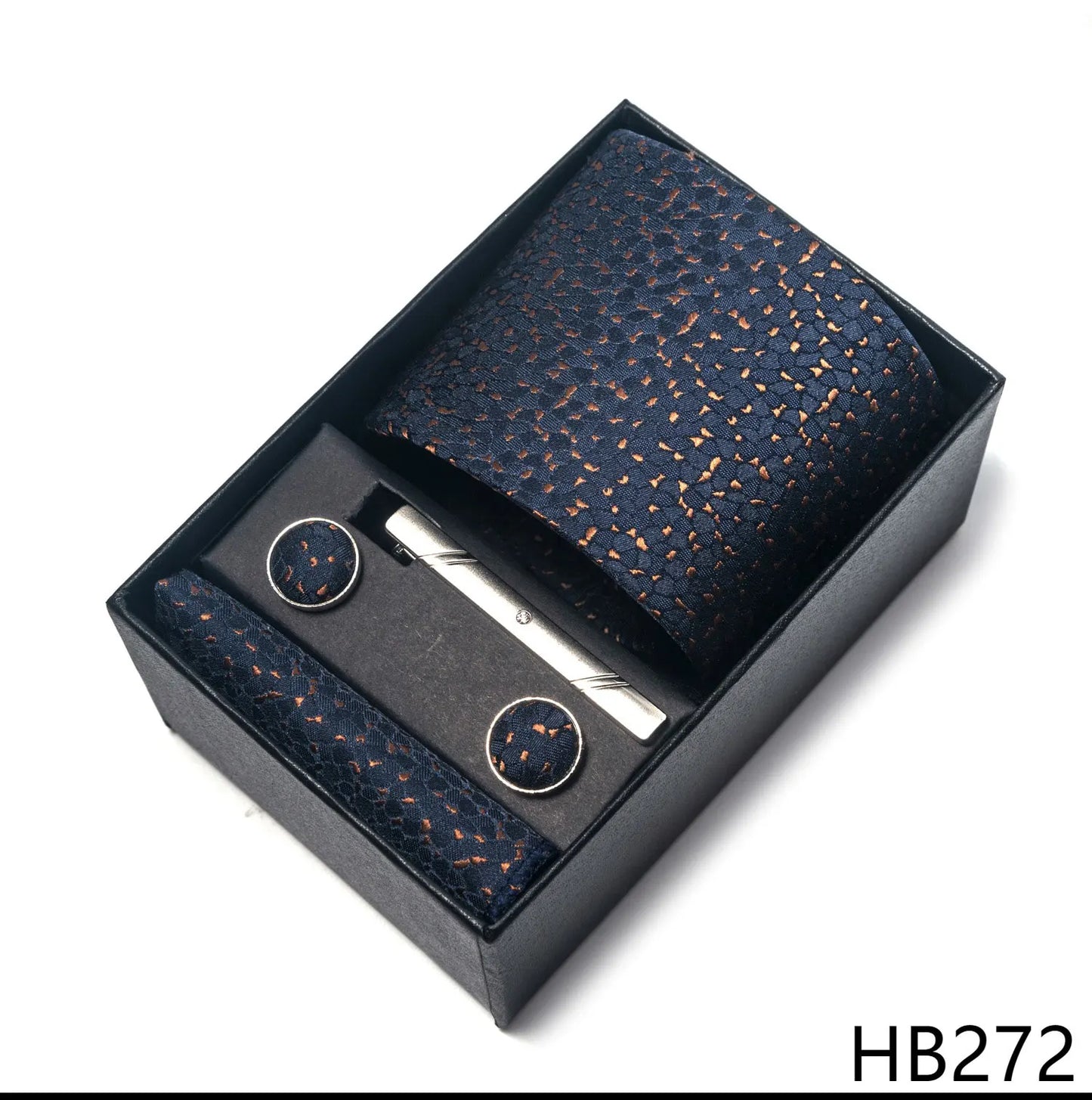 Luxury Brand 8 cm Tie Handkerchief Cufflink Clip Set For Men Wedding Gravata Suit Accessories Holiday Gift Box