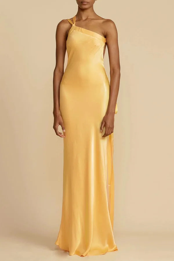 Spring Summer Slim Off Shoulder Evening Dresses Women Solid Color Slant Collar Backless Package Hip Bodycon Party Dress Female