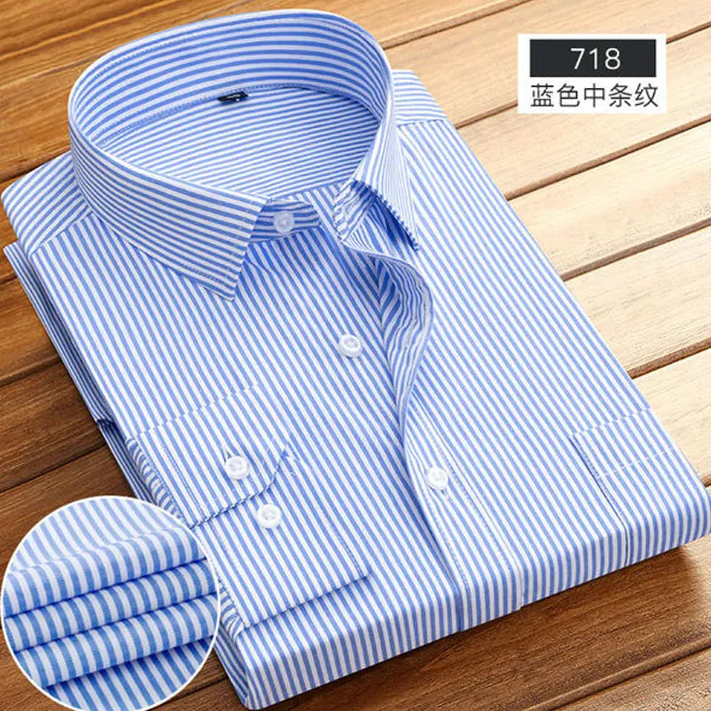 Men's long-sleeved shirt Spring summer business casual cotton non-ironing high quality breathable fashion stripe new