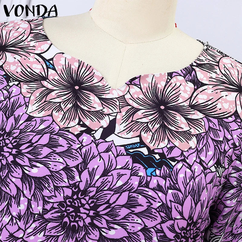 VONDA Bohemian Maxi Dress 2024 Elegant Floral Print Sundress Women Long Sleeve Casual Vestidos Holiday Casual Robe Oversized