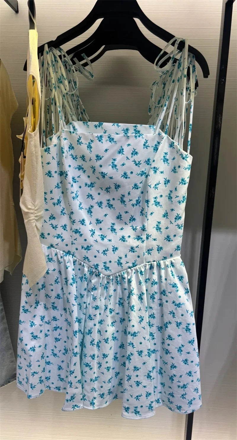 Women's Dresses Spring 2025 New Floral Print Mini Dress Sexy Suspenders Fresh and Sweet Girl Summer Mint Cool 4661382