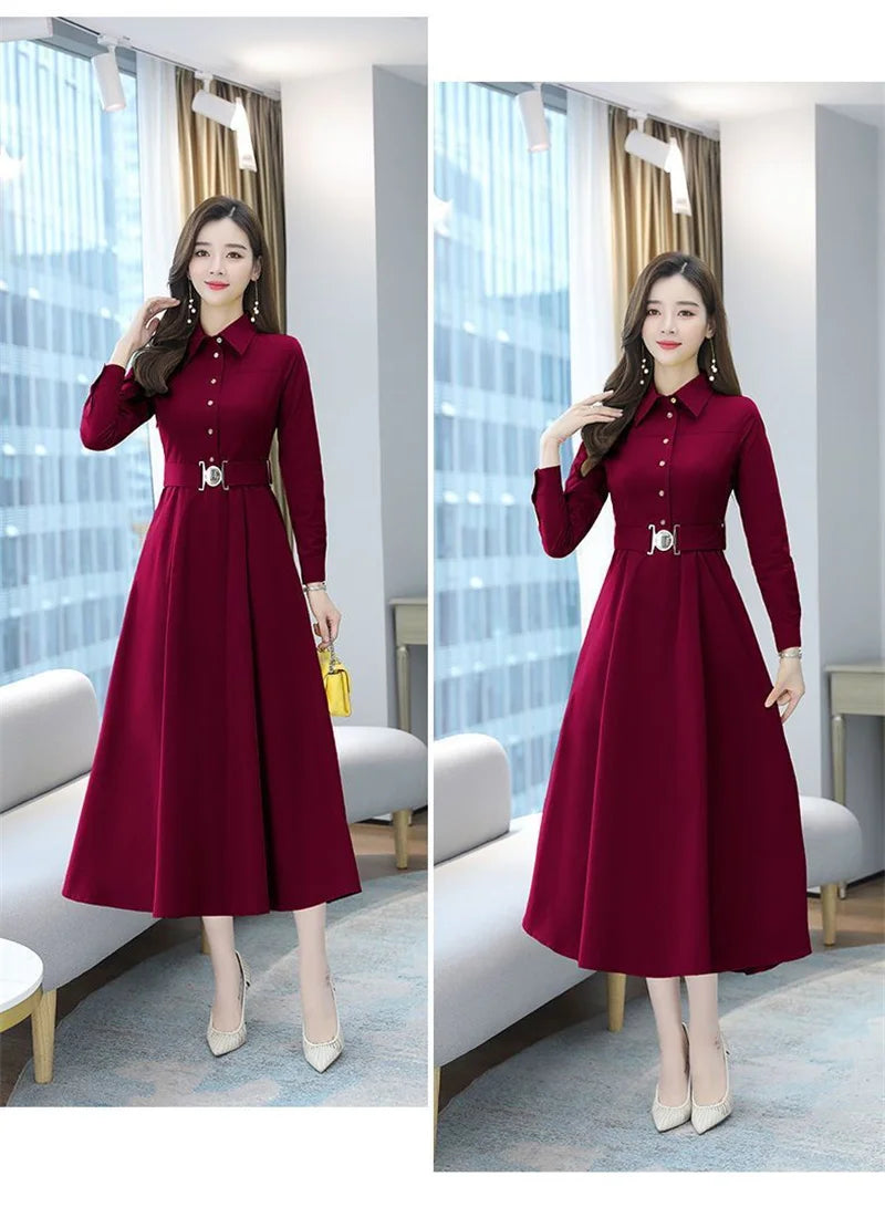 Spring Autumn Women New dignified and atmospheric Dress Mom's Skirt 2025 Top selling High end Elegance Long sleeved Bottom Skirt