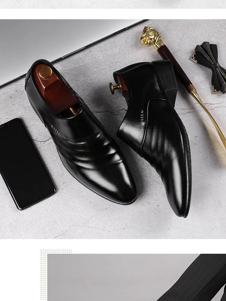 Zapatos Spring Men Leather Shoe Carved Business Formal Dress British Style Large Size Men Shoe Hollowed Out Perforated Men Shoes