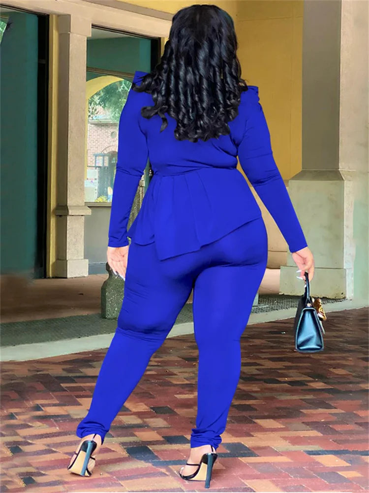 Wmstar Plus Size Two Piece Set Women Clothing Pants Sets Top Leggings Matching Office Lady Fall Clothes