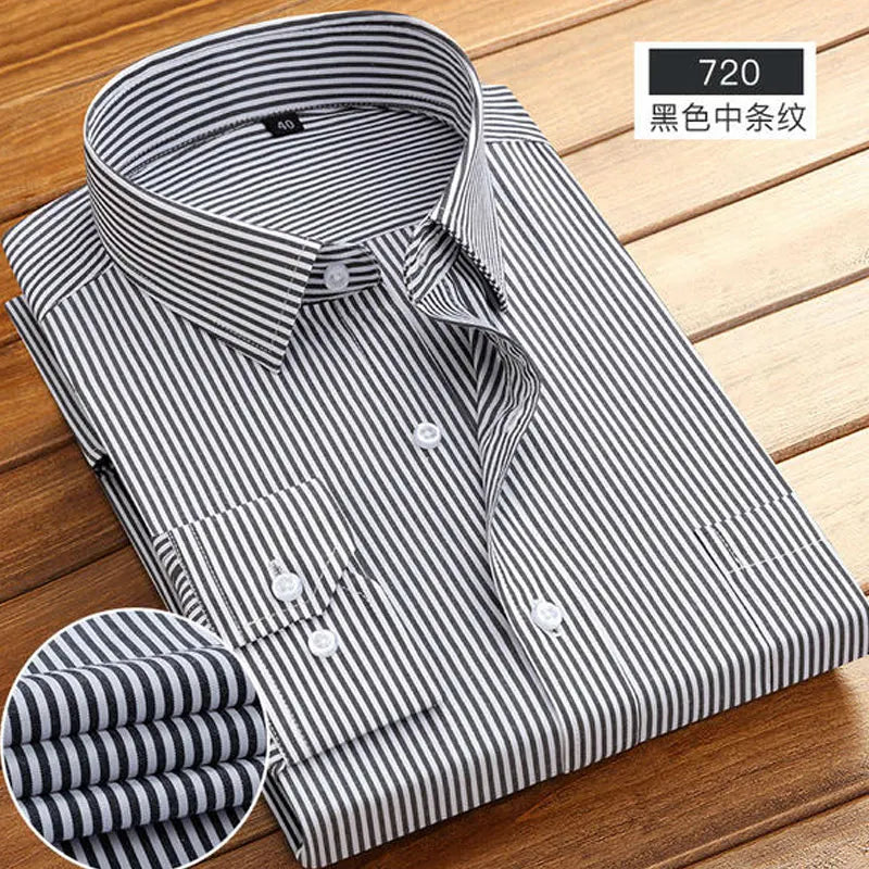 Men's long-sleeved shirt Spring summer business casual cotton non-ironing high quality breathable fashion stripe new