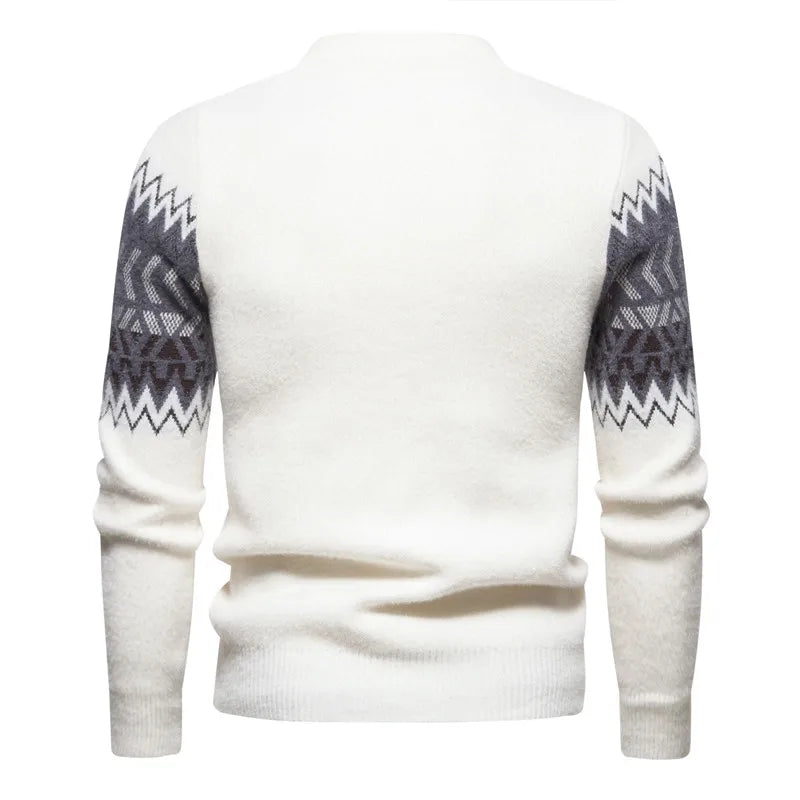 Trend Men's New Imitation Mink Sweater Soft and Comfortable Fashion Warm Knit Sweater Pullover