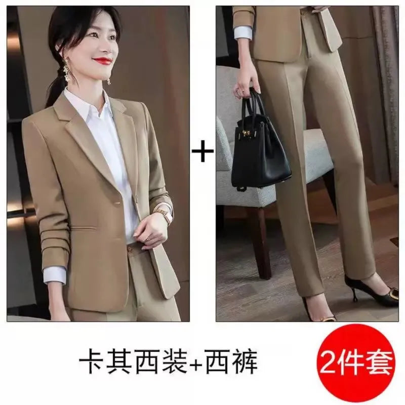 Women Spring Autumn New Fashion Professional Suit Matching Set Korean Elegant Casual Blazer Coat Pants Two-piece Female Clothing
