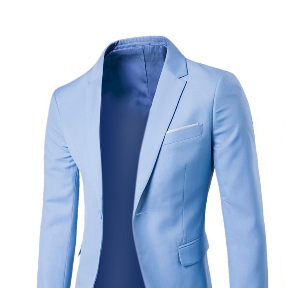 Formal Suit 2 Pieces Blazer Pants Korean Style Solid Color Single-breasted Spring Autumn Buttons Formal Suit Wedding Groom Suit