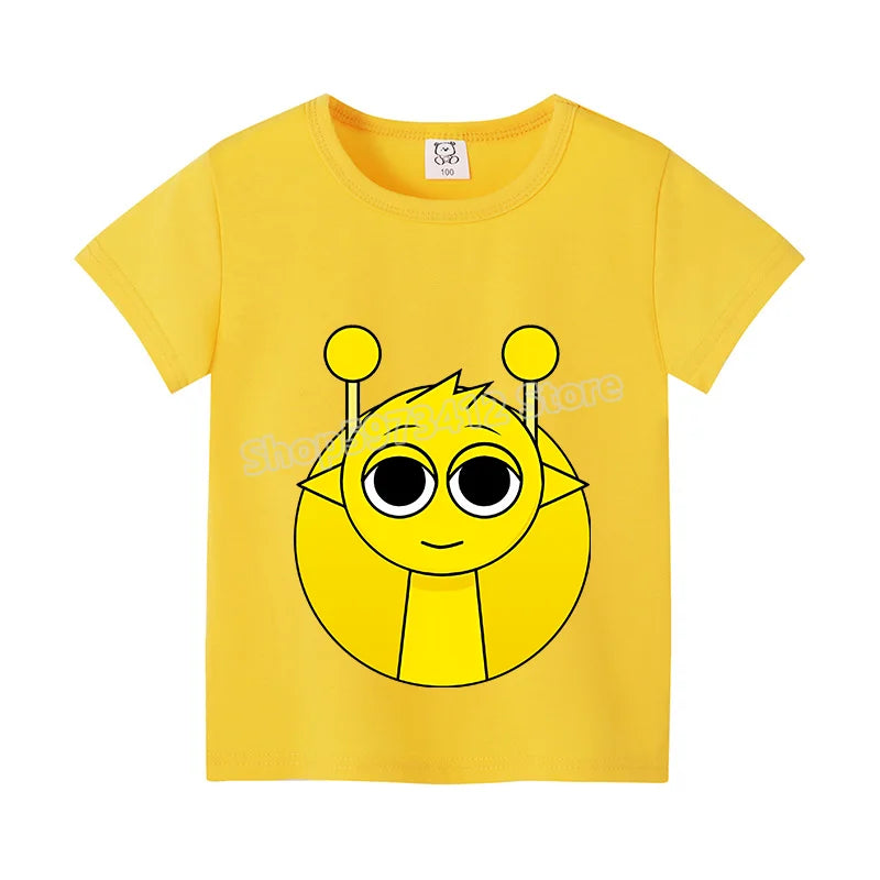 Sprunki Kids T-shirt Summer Children Incredibox Game Cotton Short Sleeve Top Boy Anime Fashion Cute Tee Girl Casual Clothes Gift