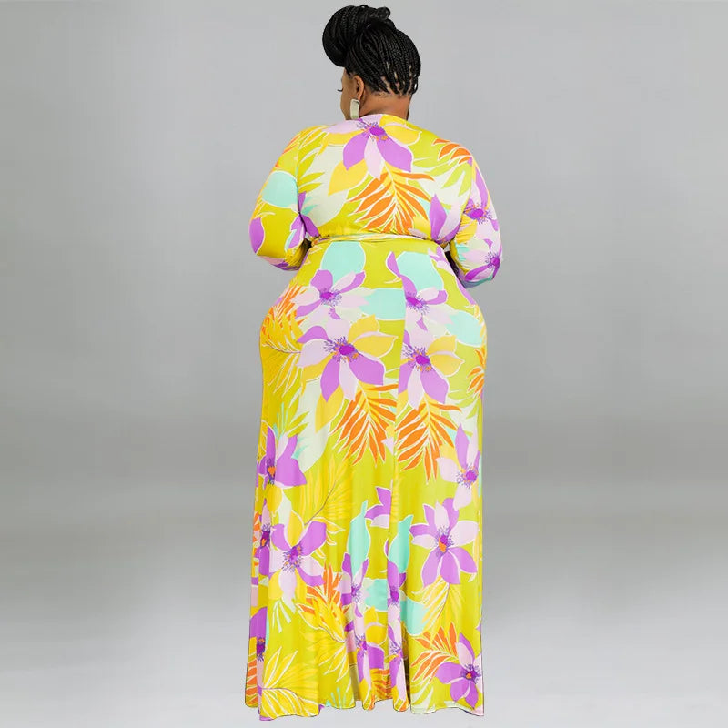 XL-5XL Plus Size Clothes Dresses Women Robes Summer Spring Long Sleeve Street Style Casual 3XL 4XL Big Size Maxi Dress Oversize