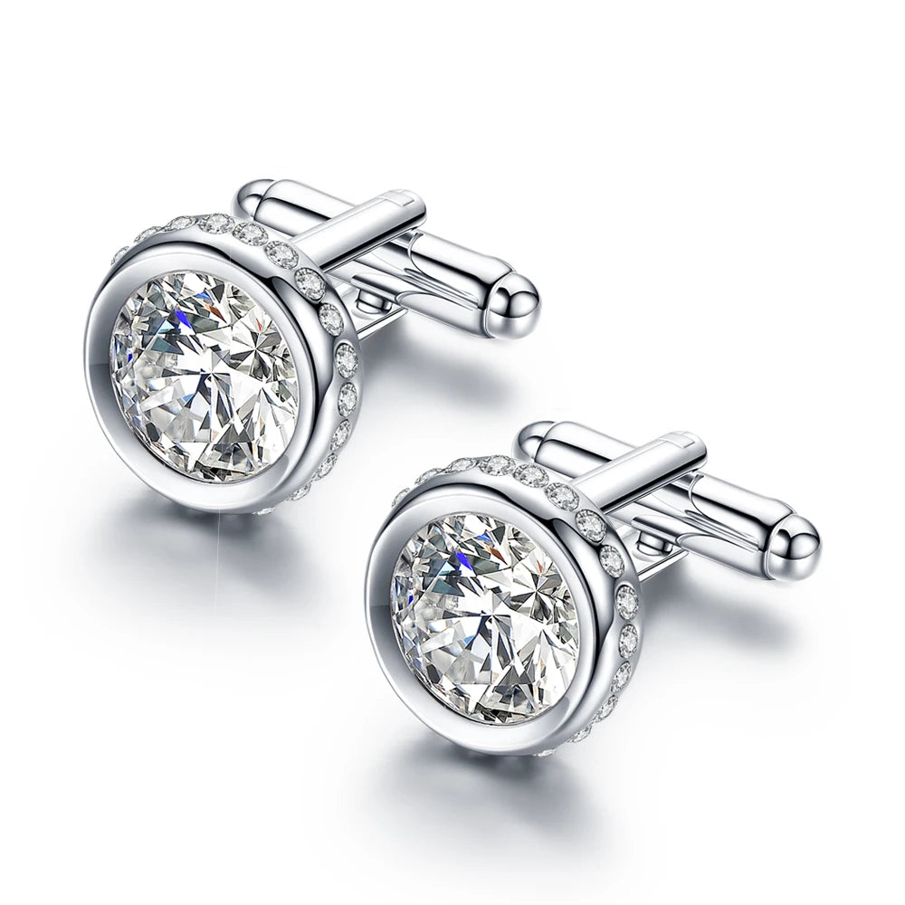 Men's Crystal Shirt Cuff Links Groomsmen Gift for Him Wedding Cufflinks for Men Fathers Husbands and Friends