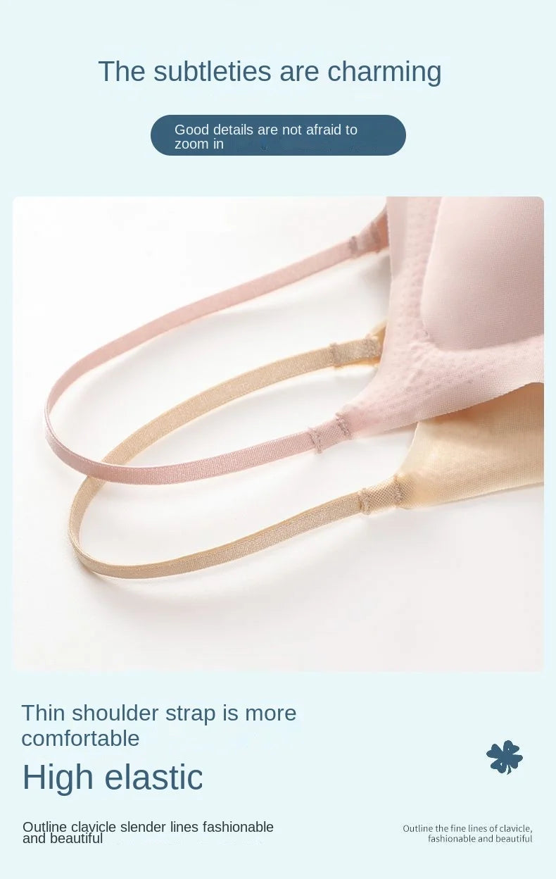 Ultra-thin breathable ice silk bra Women's underwear seamless halter vest U-shaped back pull together