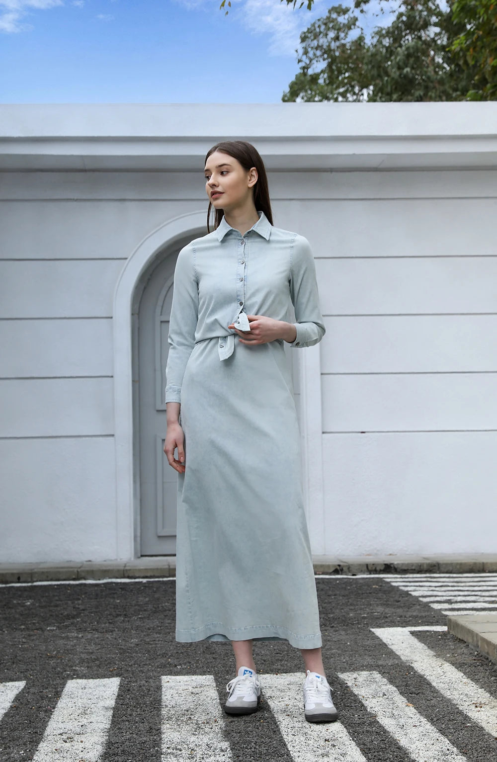 AP SS25 Women Lightweight Denim Wrap Blouse & Slip Dress