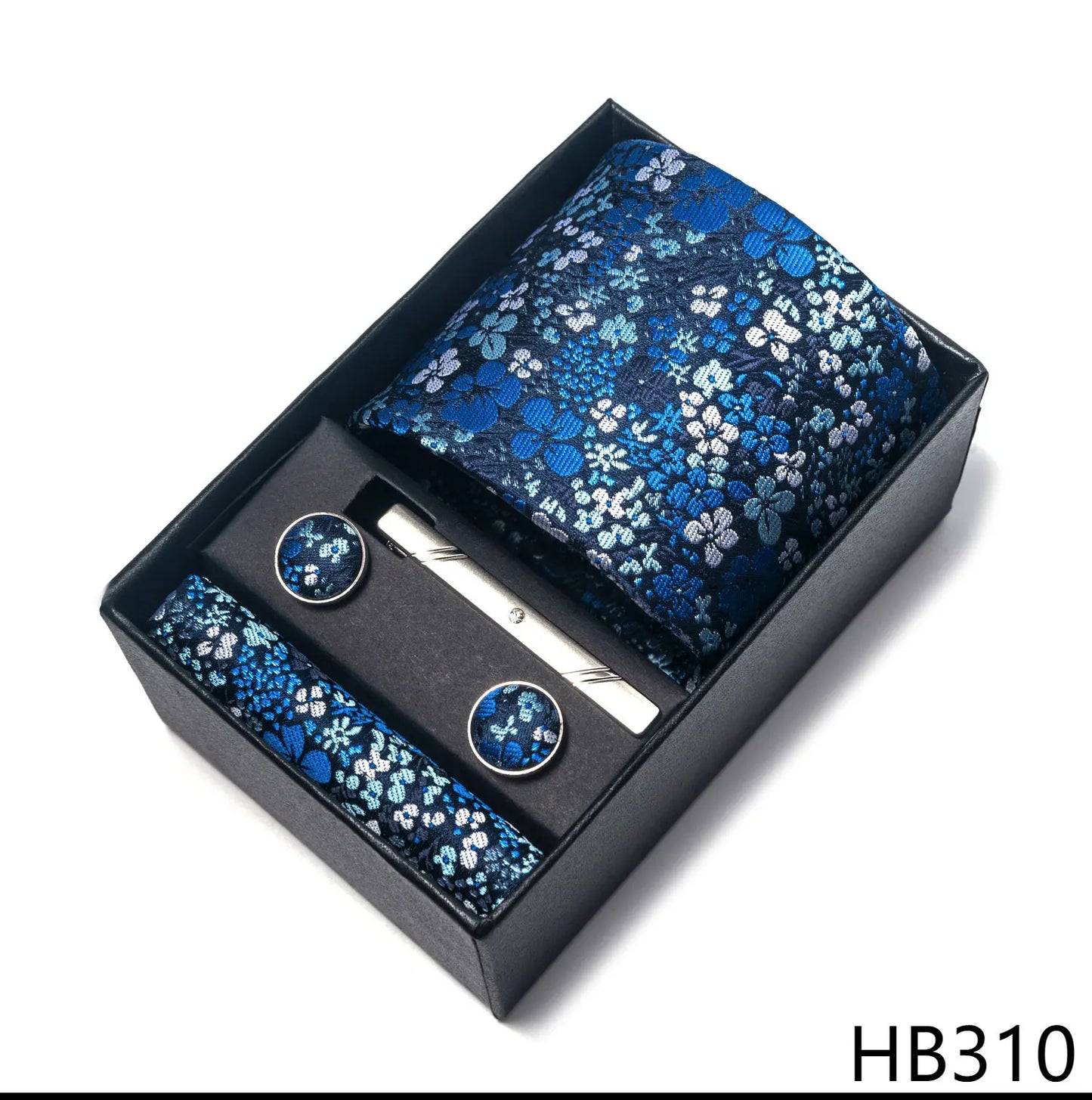 Luxury Brand 8 cm Tie Handkerchief Cufflink Clip Set For Men Wedding Gravata Suit Accessories Holiday Gift Box