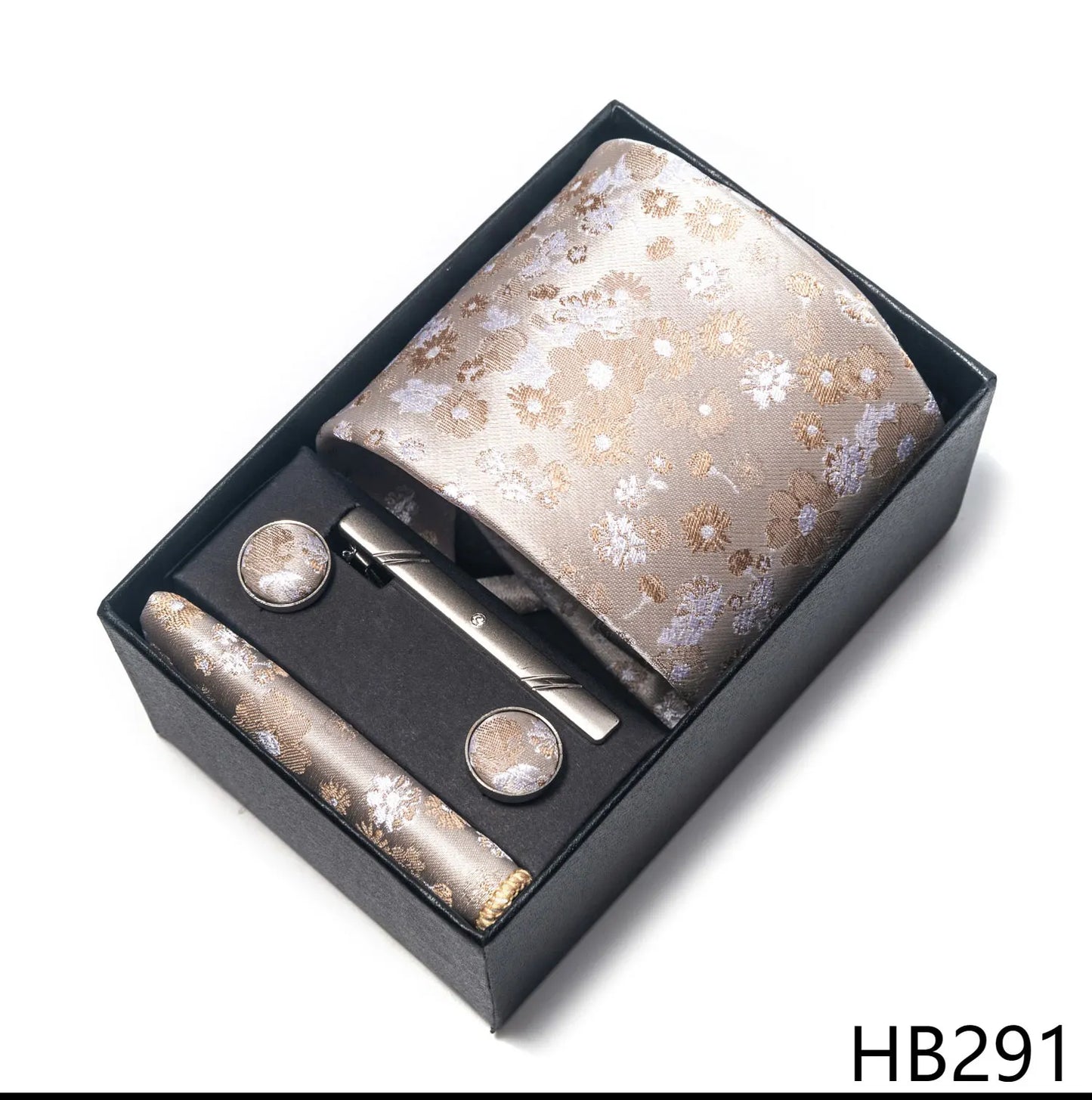 Luxury Brand 8 cm Tie Handkerchief Cufflink Clip Set For Men Wedding Gravata Suit Accessories Holiday Gift Box