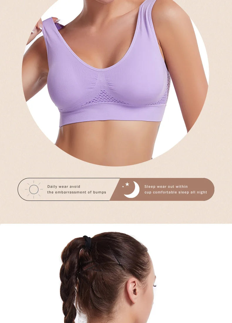 S-7XL Plus Size Grid Air Holes Bra sports without underwire Women's Underwear Shock-proof Yoga Running Brassiere Hollow out Vest