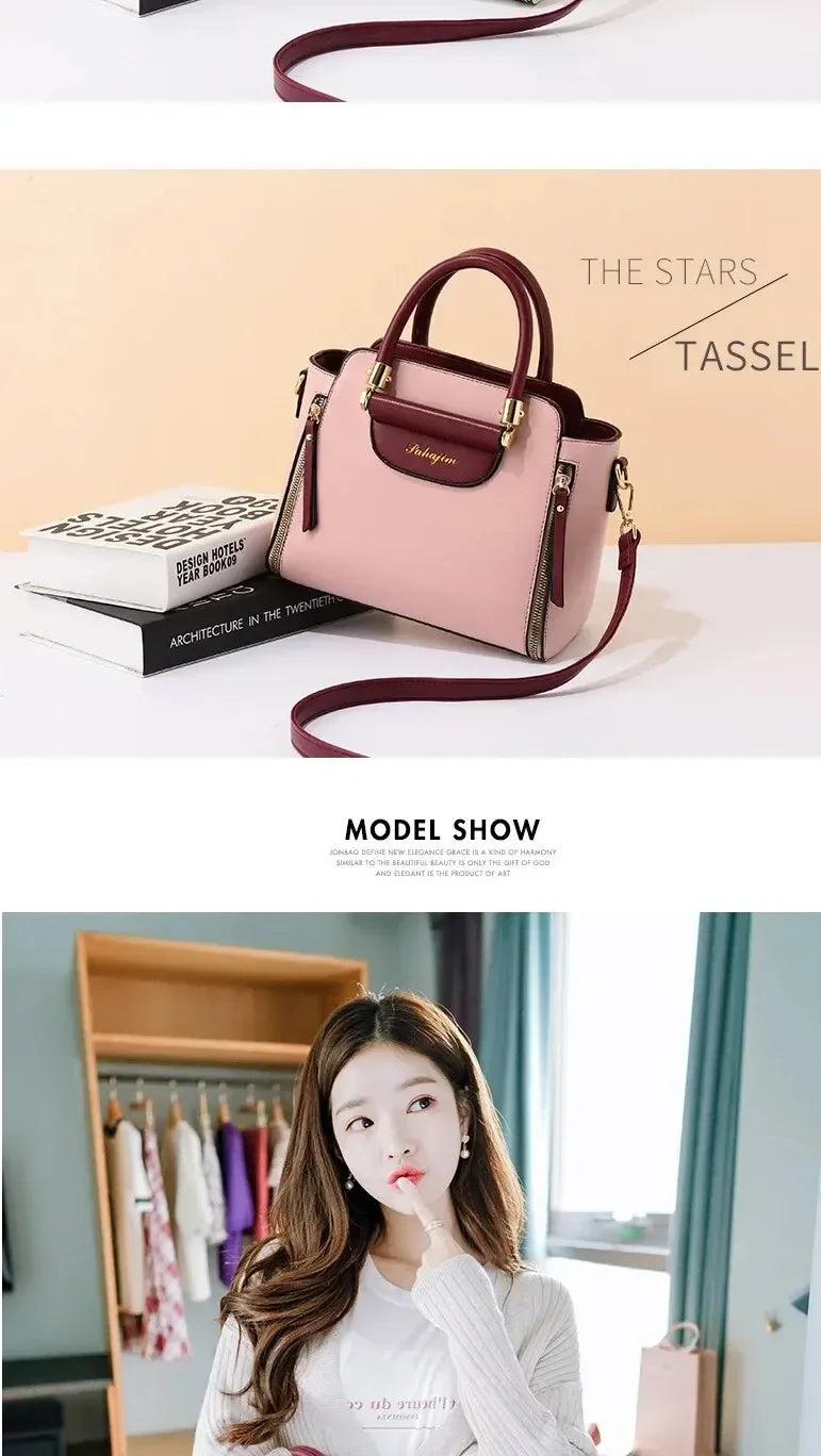 Fashion Color Contrast Handbag, Stitching Striped Crossbody Bag Women's Elegant Office & Work Purse