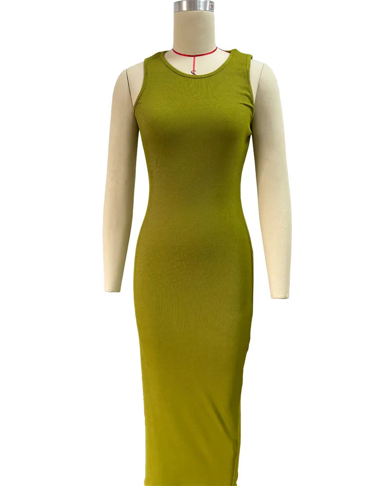 Ribbed Sexy Y2K Clothes Sleeveless Bodycon Maxi Dresses For Women Club Birthday Party Streetwear Elegant Outfits prom dresses