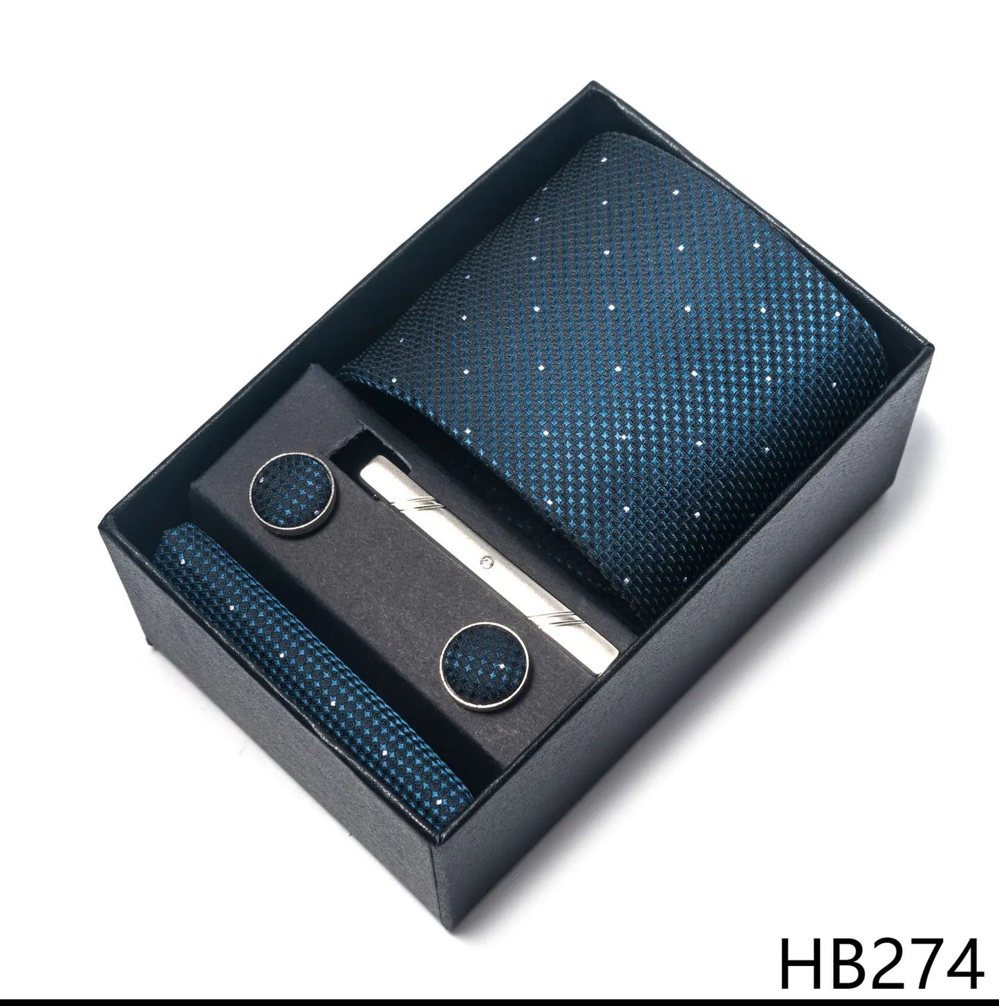 Luxury Brand 8 cm Tie Handkerchief Cufflink Clip Set For Men Wedding Gravata Suit Accessories Holiday Gift Box