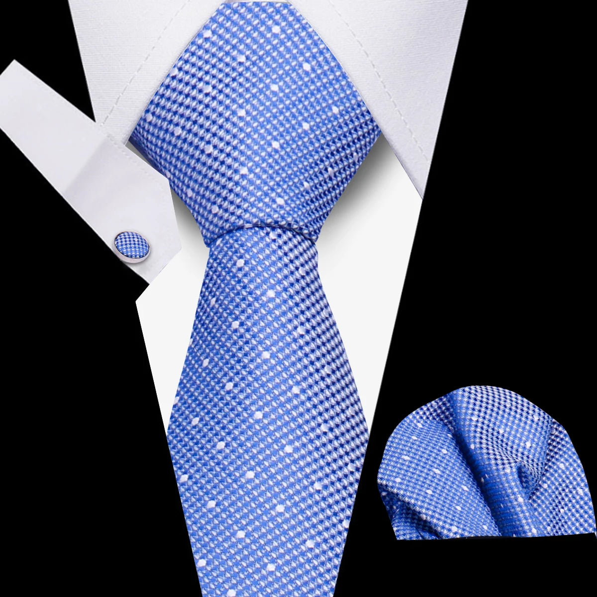 Tie Men Business Necktie Set Classic Plaid Cufflinks Handkerchief For Suit Wedding High Quality 3pcs Ties Sets Formal Gravata