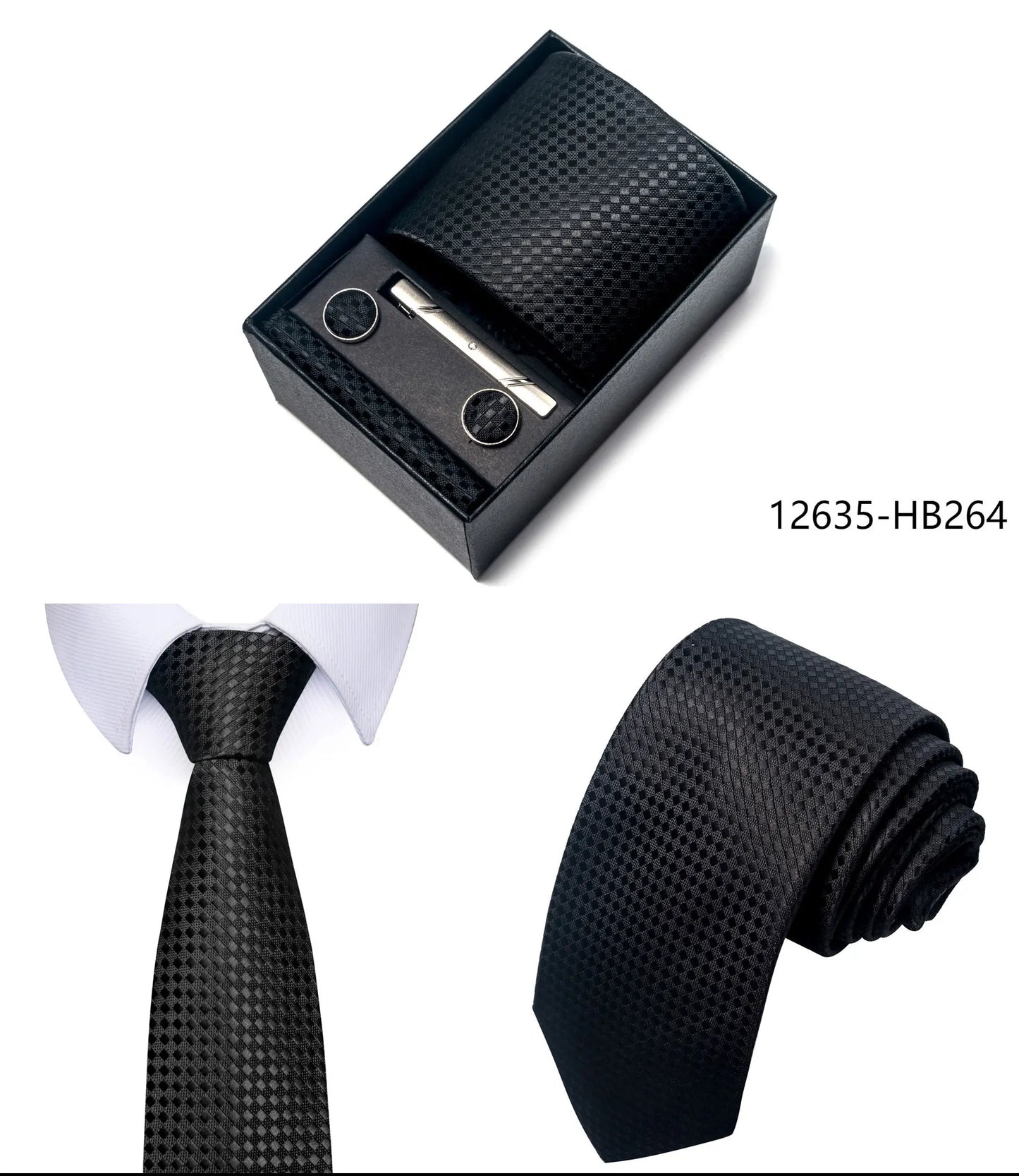 Luxury Brand 8 cm Tie Handkerchief Cufflink Clip Set For Men Wedding Gravata Suit Accessories Holiday Gift Box