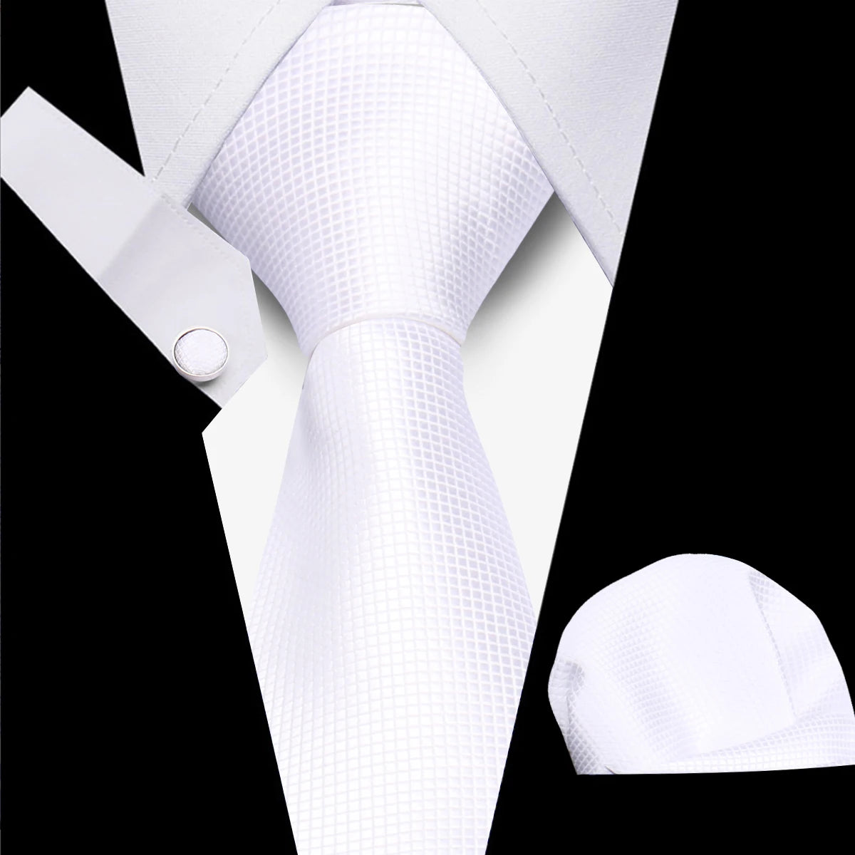 Classic Elegant Ties For Men Fashion Gifts Striped Solid Necktie Handchief Cufflink 3 Pcs Set Wedding Business Suit Accessories