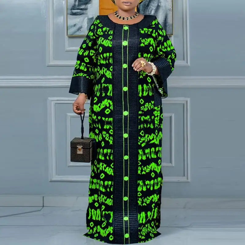 VONDA Women Printed Dress 2024 Vintage Maxi Long Dress Autumn Patchwork Sundress Fashion Elegant Party Vestidos Femme Robe Baggy