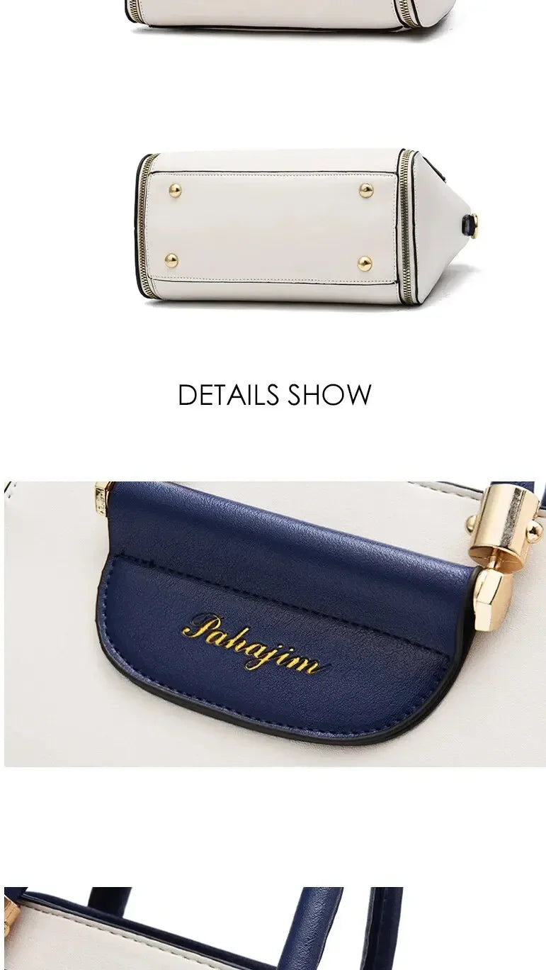Fashion Color Contrast Handbag, Stitching Striped Crossbody Bag Women's Elegant Office & Work Purse