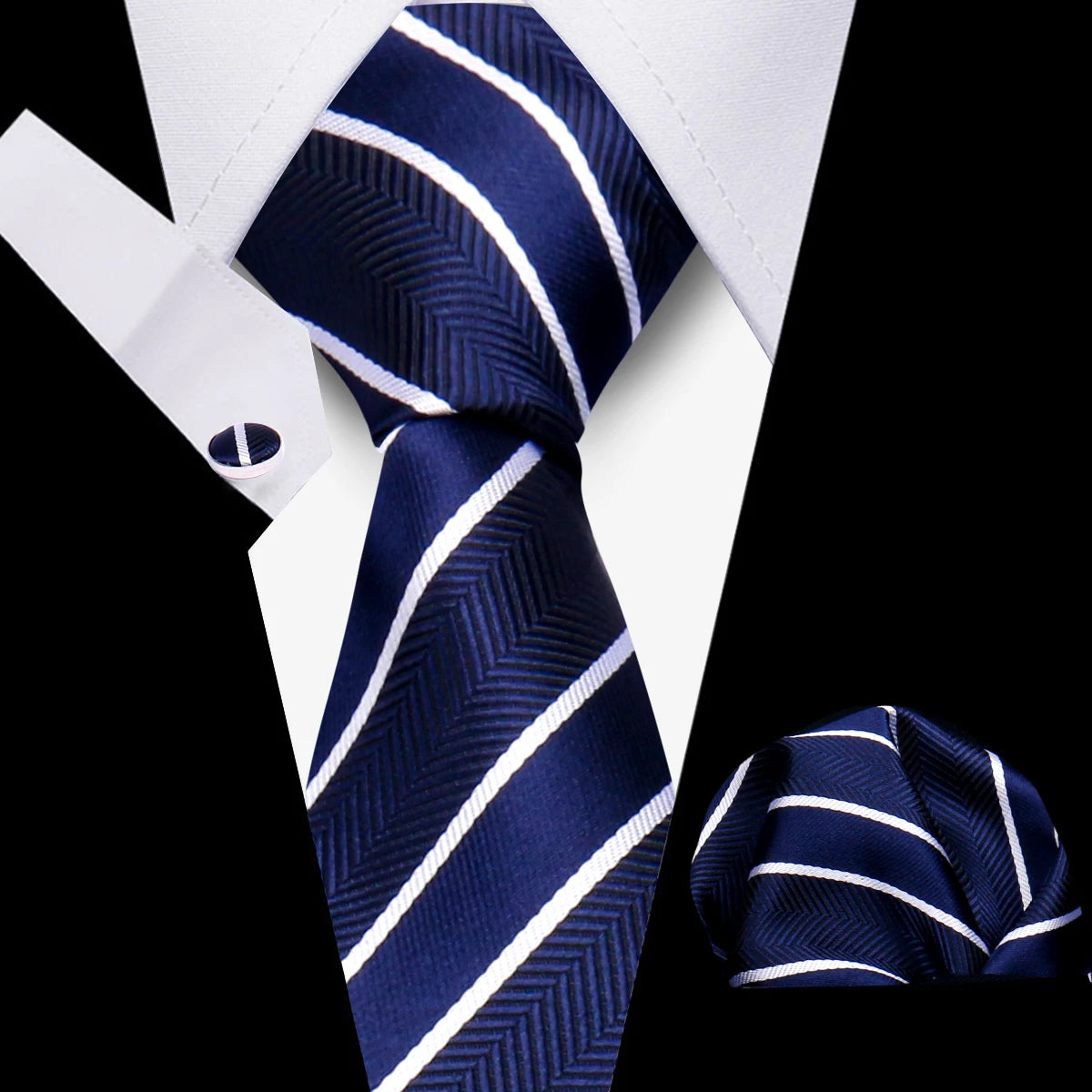 Tie Men Business Necktie Set Classic Plaid Cufflinks Handkerchief For Suit Wedding High Quality 3pcs Ties Sets Formal Gravata