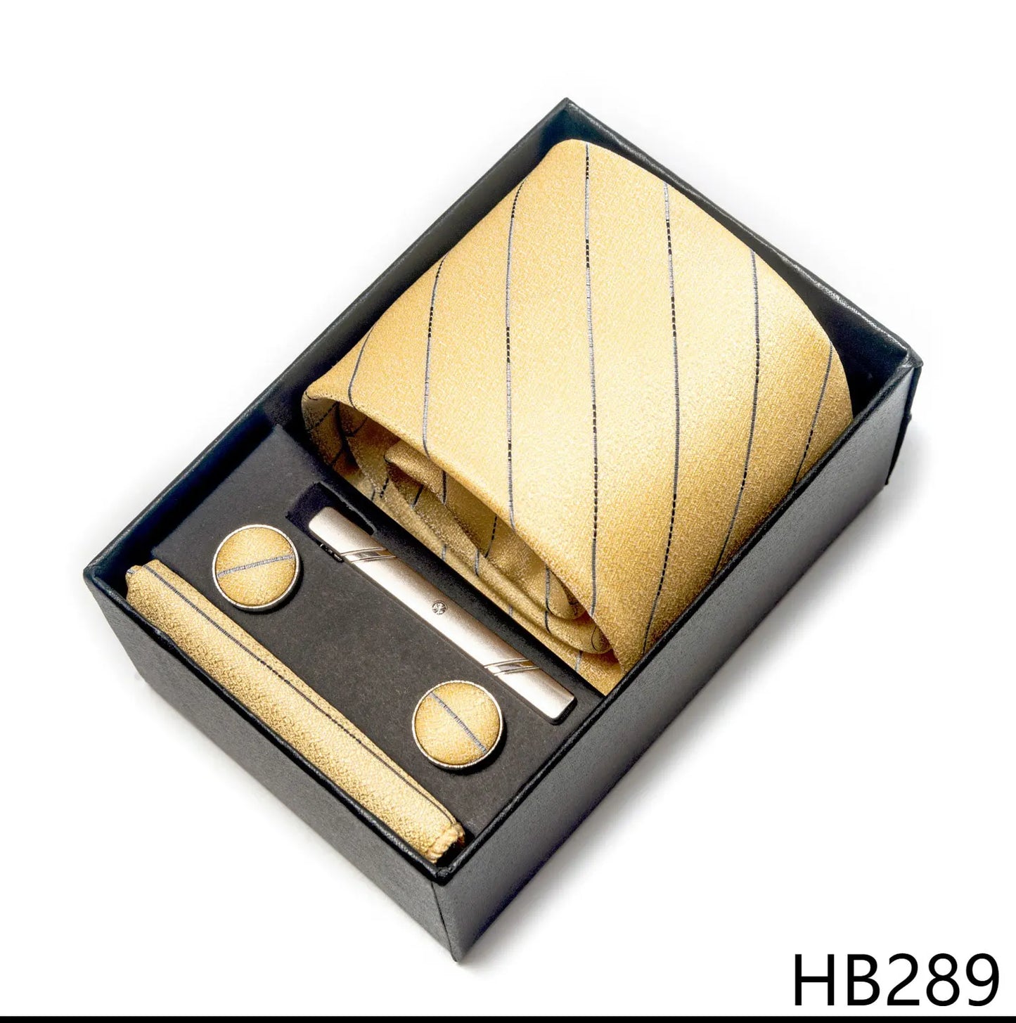 Luxury Brand 8 cm Tie Handkerchief Cufflink Clip Set For Men Wedding Gravata Suit Accessories Holiday Gift Box