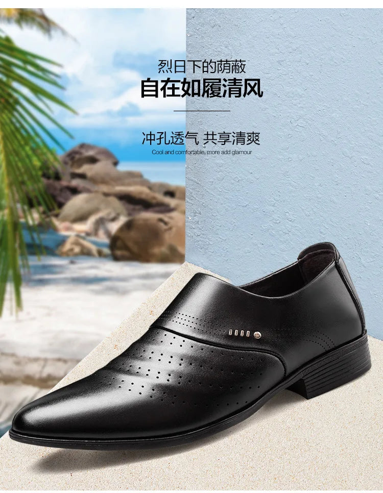 Zapatos Spring Men Leather Shoe Carved Business Formal Dress British Style Large Size Men Shoe Hollowed Out Perforated Men Shoes