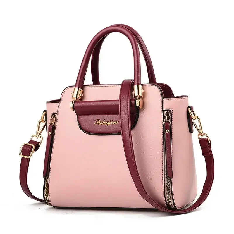 Fashion Color Contrast Handbag, Stitching Striped Crossbody Bag Women's Elegant Office & Work Purse