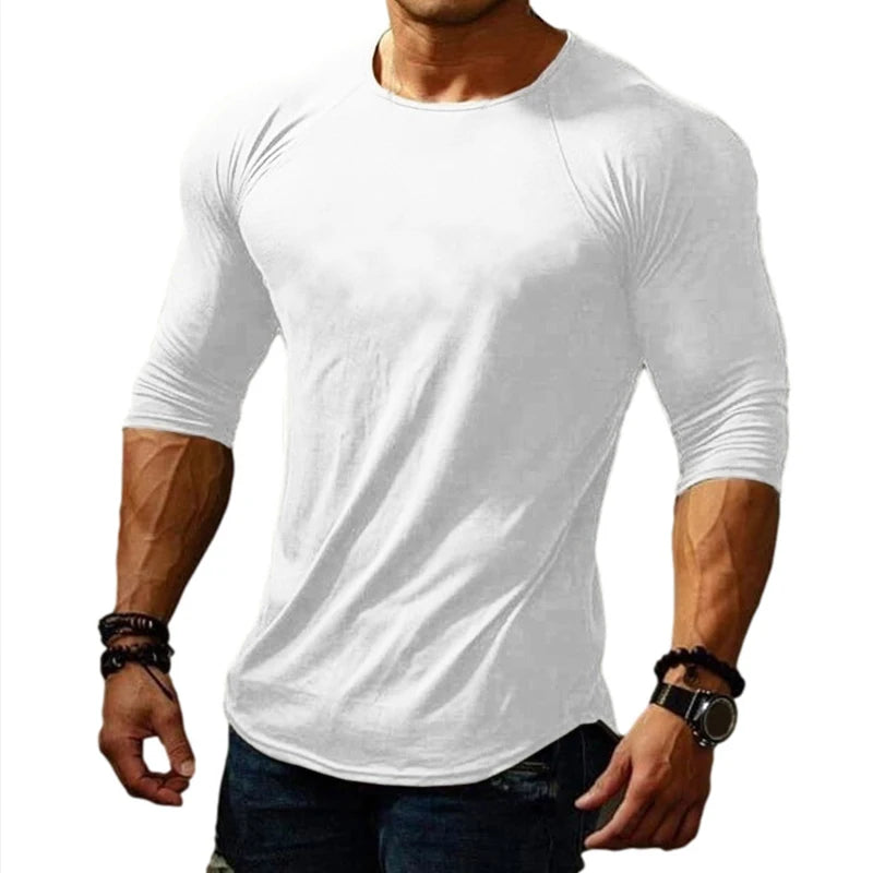 Spring Men Long Sleeve t-Shirt Top Casual White t Shirt For Men Quick Drying Gym Football Tshirt Soild Blouses Tees Male Clothes