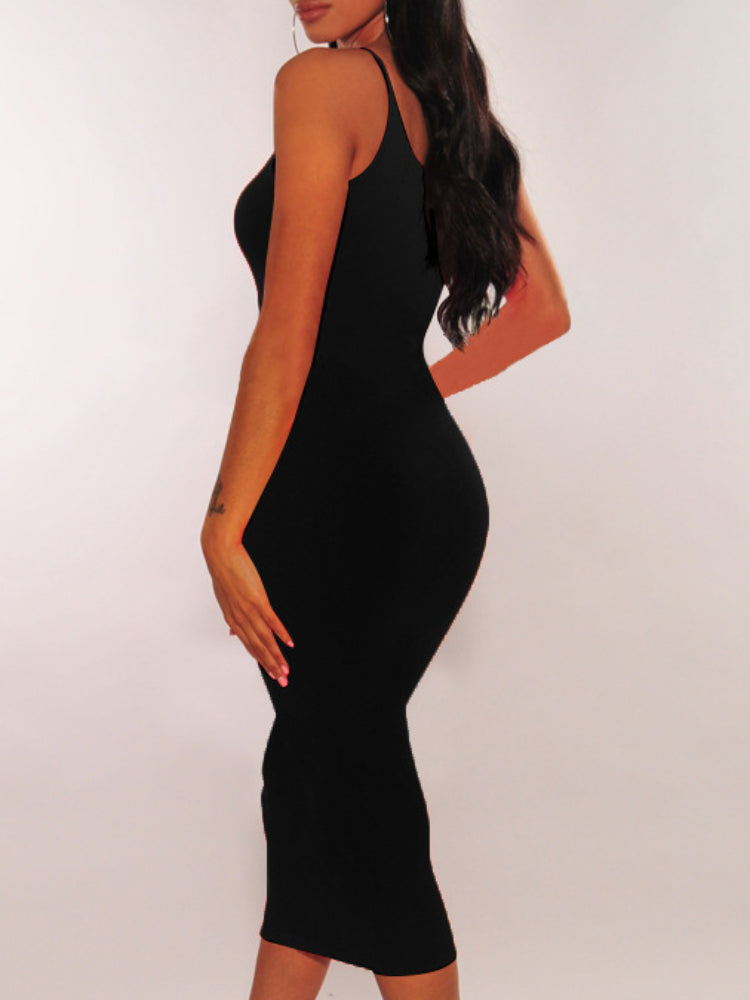 Sexy Wrap Chest Girdling Waist Long Bodycon Dress Women Spaghetti Strap Solid Color Skinny Dress Elegant Club Party Vestidos