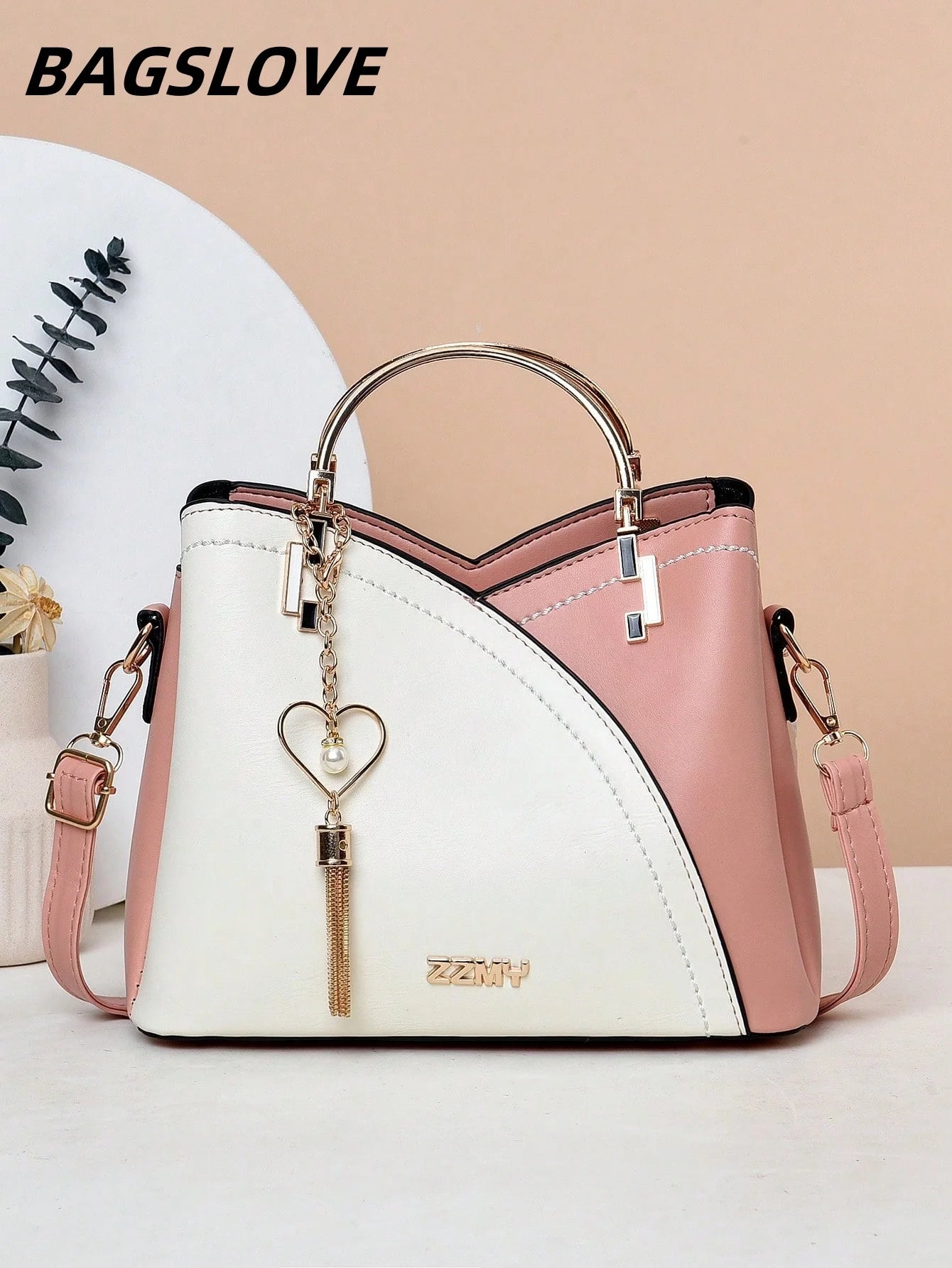 Fashion splicing color blocking large capacity women's handbag, casual versatile crossbody bag