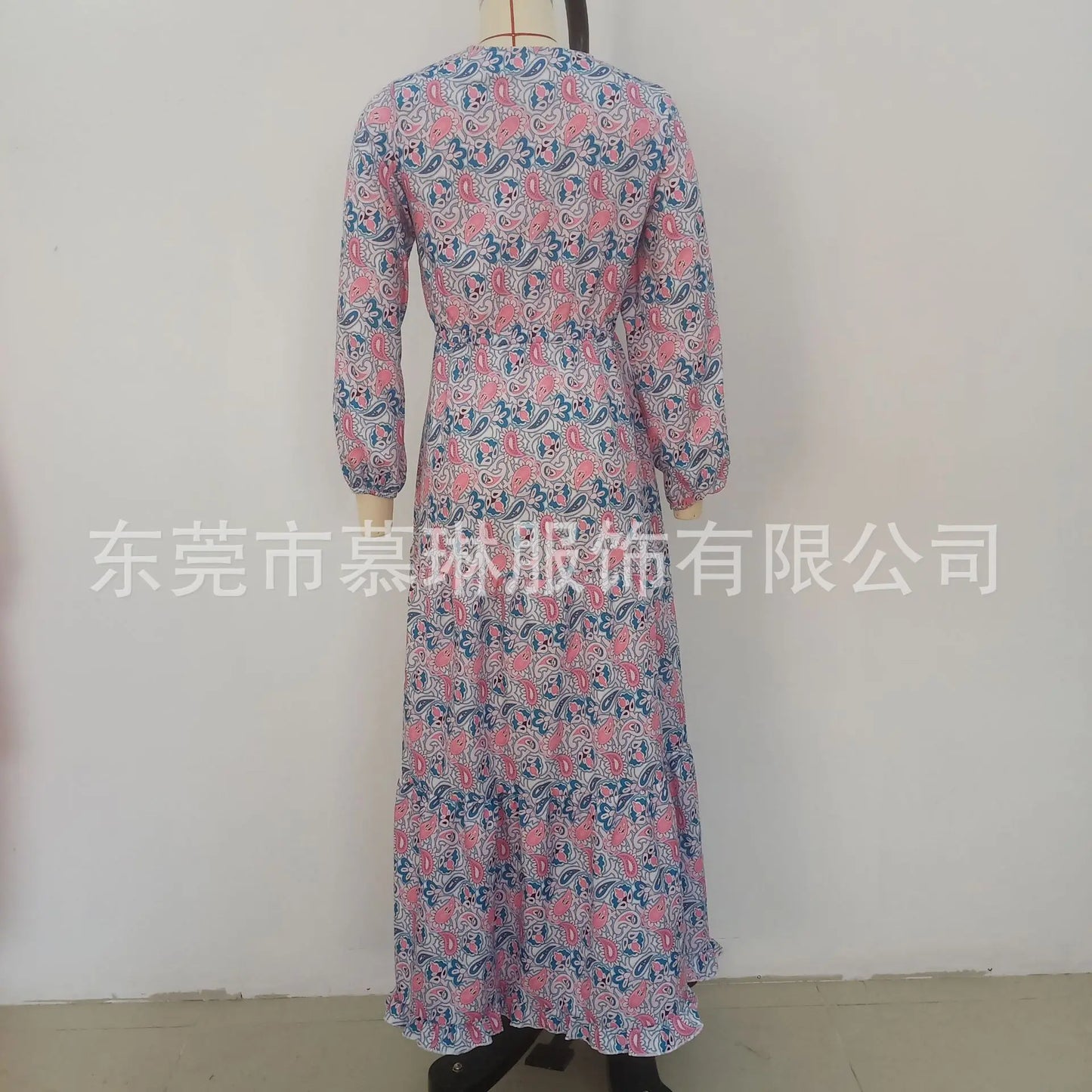 Elegant Women's Flower Long Dresses 2024 Spring New Bohemian Printed Dress Abıye Kadın Abiye Платье Robe Ete Femme Vestidos