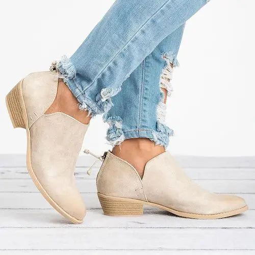 Women's 6 Boots 2022 Autumn Pointed Suede Thick Heel Booties Women Plus Size Zipper Heeled Ankle Boots Botas De Mujer