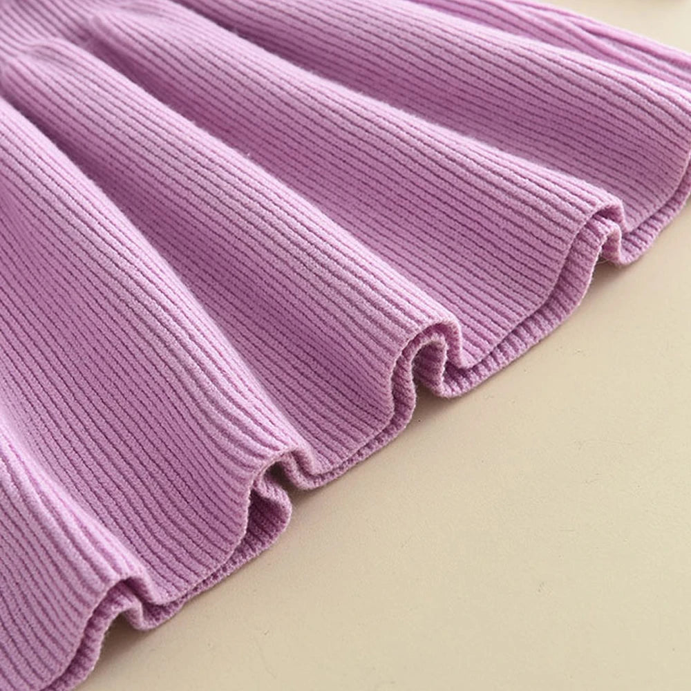 Winter Girls Knitting Wool Long Sleeve Dress Autumn Girls Baby Ruffle Knitted Princess Sweater Dress Casual Clothes