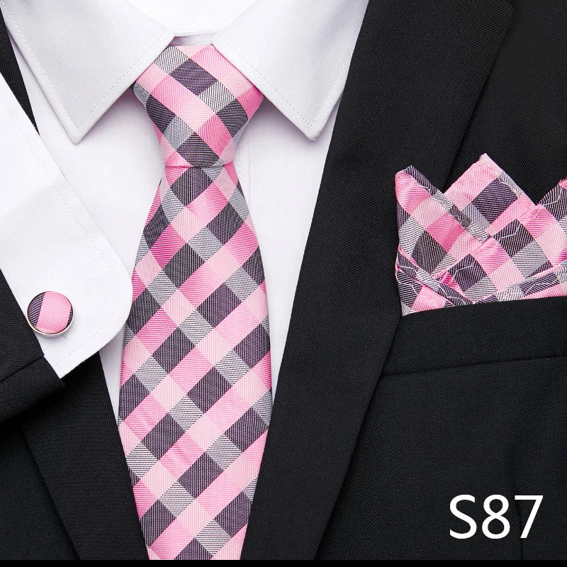 Hot Sale Holiday Gift Tie Pocket Squares Cufflink Set Necktie Dot Man Dark Grey Wedding Accessories Performance