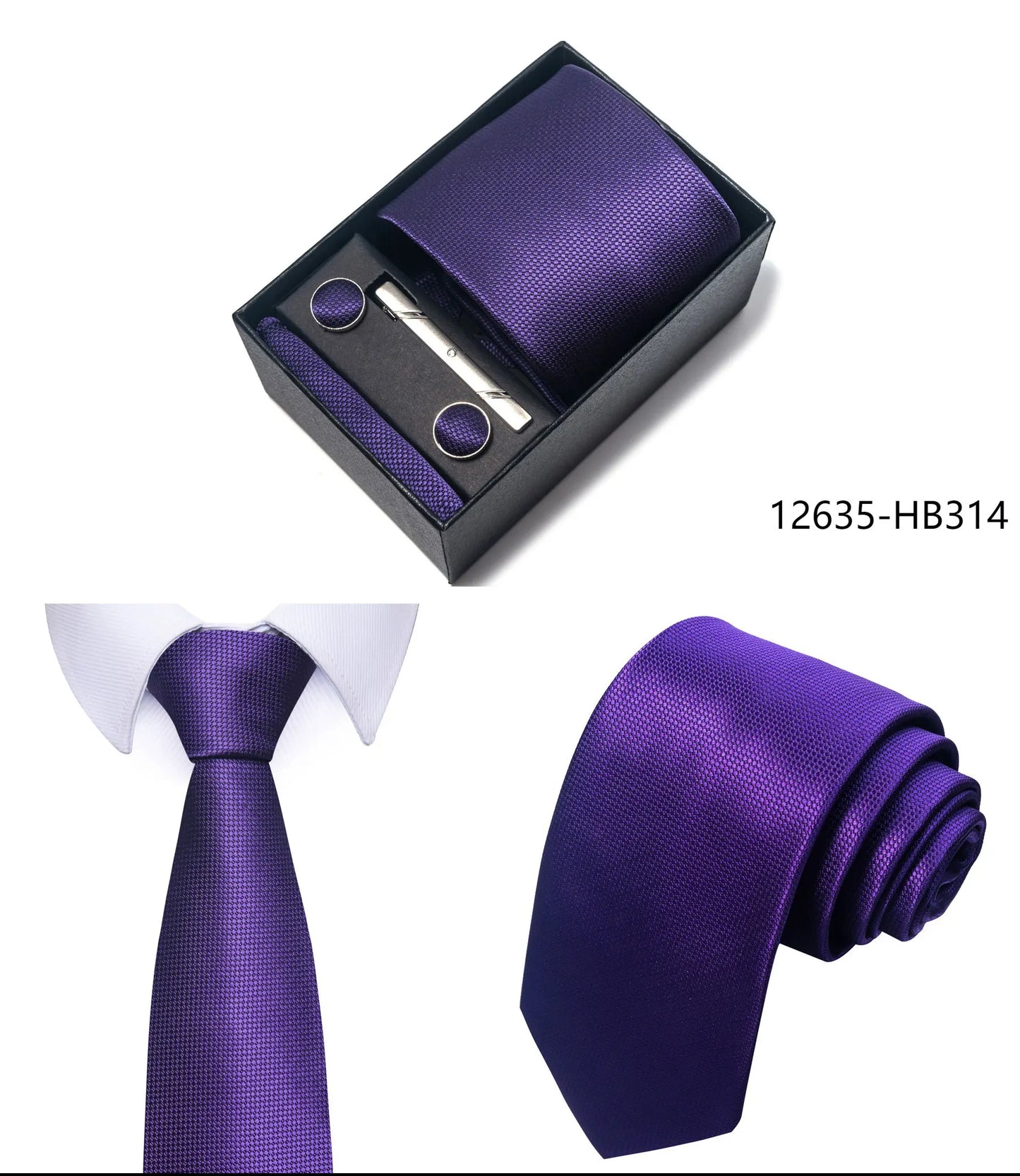 Luxury Brand 8 cm Tie Handkerchief Cufflink Clip Set For Men Wedding Gravata Suit Accessories Holiday Gift Box