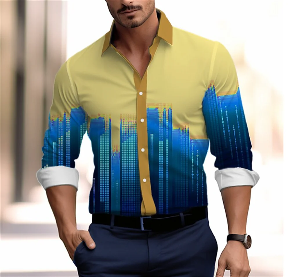 Gradient Men's Clothing Soft and Comfortable Men's Shirt Summer Hawaiian Shirt High Quality Men's Clothing Fashion Button Design