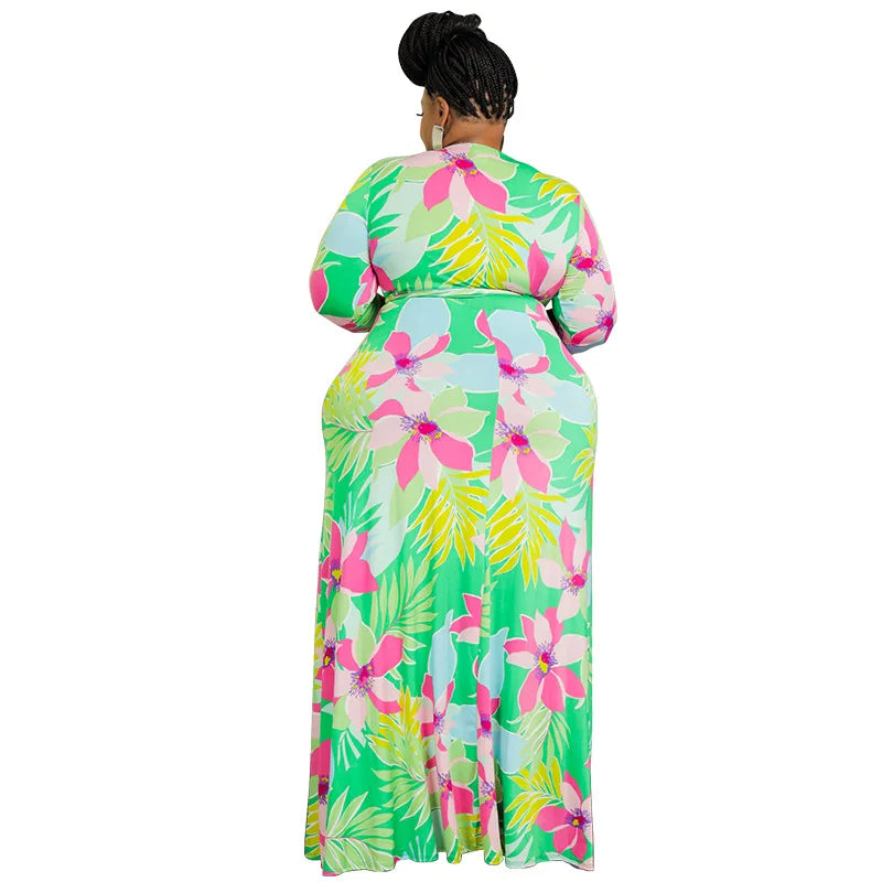 XL-5XL Plus Size Clothes Dresses Women Robes Summer Spring Long Sleeve Street Style Casual 3XL 4XL Big Size Maxi Dress Oversize