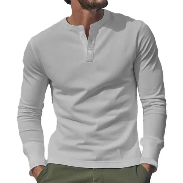 Cross-border Spring and Autumn Clothing European and American Men's T-Shirt Long-sleeved Men's Base Henry Shirt