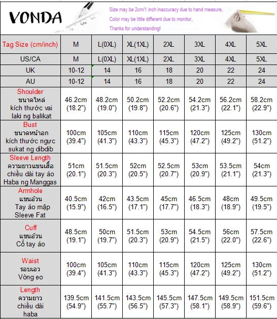 VONDA Women Dresses Bohemian Printed Long Flare Sleeve Vestidos 2024 Causal Sundress Robe Round Neck Loose Robe Oversized