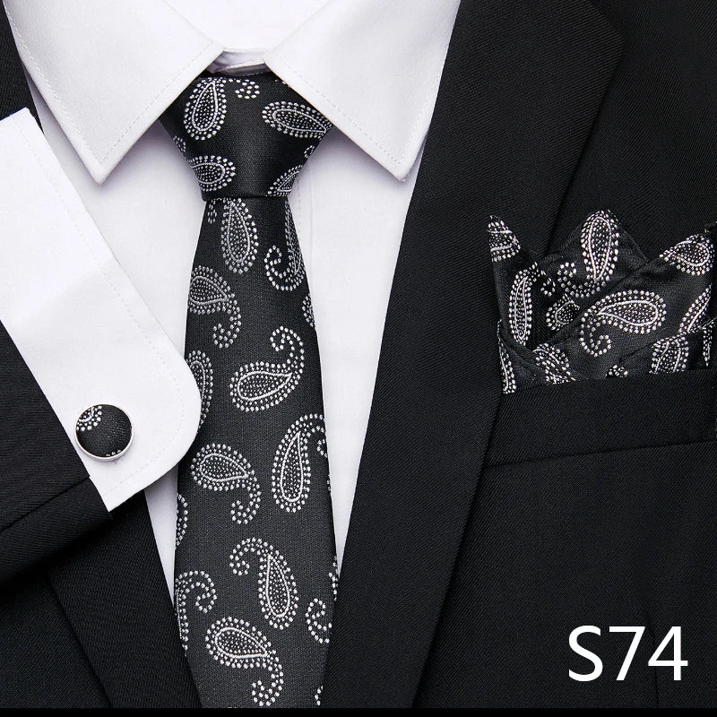 Hot Sale Holiday Gift Tie Pocket Squares Cufflink Set Necktie Dot Man Dark Grey Wedding Accessories Performance