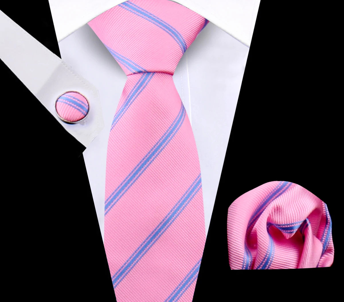 Luxury Plaid Tie For Mens Necktie Handkerchief Pocket Square Cufflinks Set Jacquard Woven Ties Wedding Business Accessories