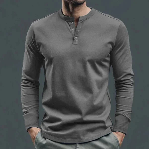 Cross-border Spring and Autumn Clothing European and American Men's T-Shirt Long-sleeved Men's Base Henry Shirt